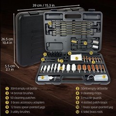 Rifle Gun Cleaning Kit with Brass Rods Nylon Brushes and Jags Tool Set