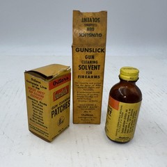 Vintage Outers Gunslick Solvent Bottle And Gun Cleaning Patches Boxes T4B