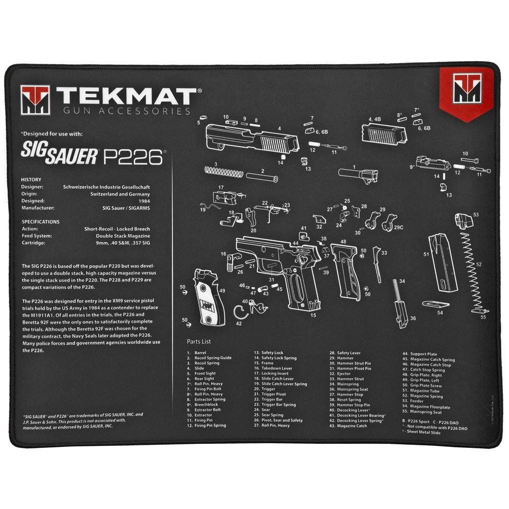 TekMat TEKR20SIGP226 Sig P226 Ultra 20 Cleaning Mat Black/White Rubber 15″x20″