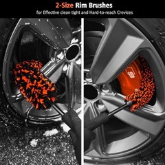 4PCS Car Wheel Cleaning Kit, 2-Size Bendable Microfiber 4 Pack Orange&black