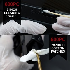 Gun Cleaning Kit – Lint-Free Patches, 6″ Cotton Swabs & Cloth for All Calibers