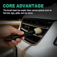 Car Detailing Cleaning Kit, 6PCS Auto Interior Cleaning Tools with Boars Hair