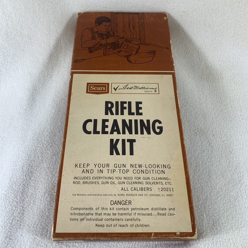 Vintage 1960’s Sears Ted Williams Rifle Cleaning Kit Metal Case