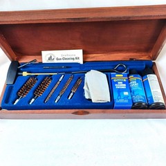 Deluxe Gun Cleaning Kit Outers Wooden Case Bronze Brushes-No Solvent or CD