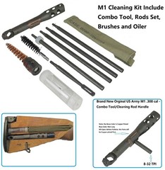 M1 Buttstock Cleaning Kit Set, 8-32 TPI 5PC Rod in Green Pouch,Oiler, Combo Tool