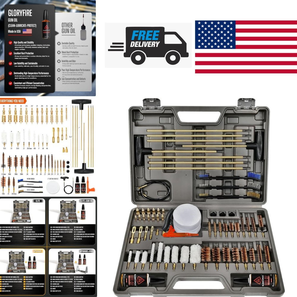Handgun Cleaning Kit with Durable Brass Brushes and Lengthened Cleaning Rods