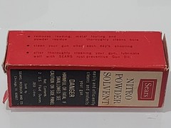 Vintage Sears Nitro Powder Solvent 2oz Bottle w/ Box Gun Cleaning USA