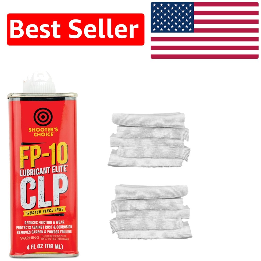 Durable FP-10 Elite CLP Lubricant 4oz with 100 Patches for Optimal Firearm Care