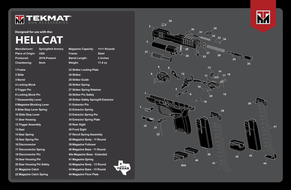 TekMat Handgun Cleaning Mat Hellcat