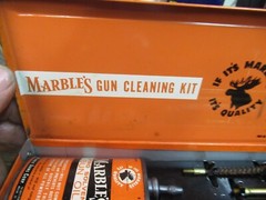 Vintage Marbles Gun Cleaning Kit NITRO SOLVENT LEAD TOP Oil Tin Pad Box Full ROD