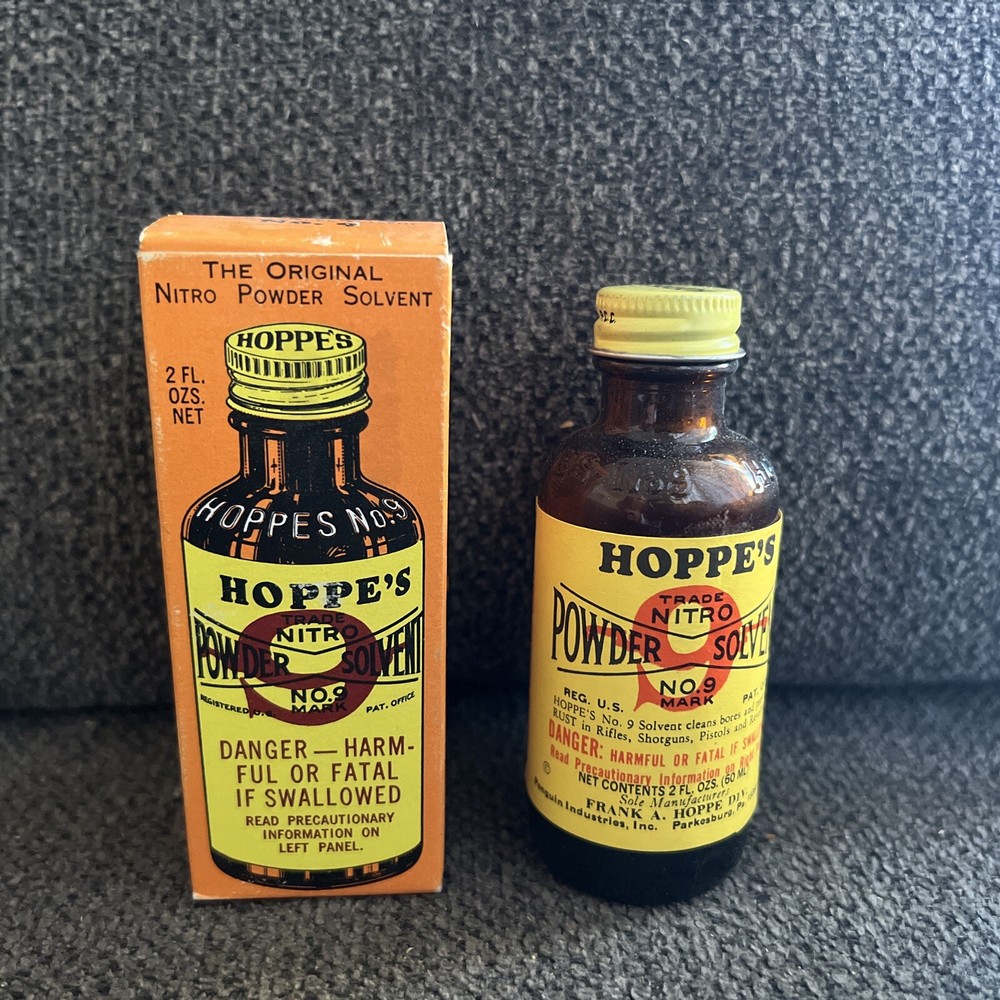 Vintage HOPPE’S No.9 Powder Solvent Gun Rifle Cleaning Oil 2oz 40% full