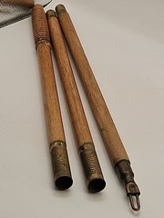 Vintage 3 pc Wood Wooden Rifle Shotgun Gun Barrel Cleaning Rod w/ Brass Jag Tip