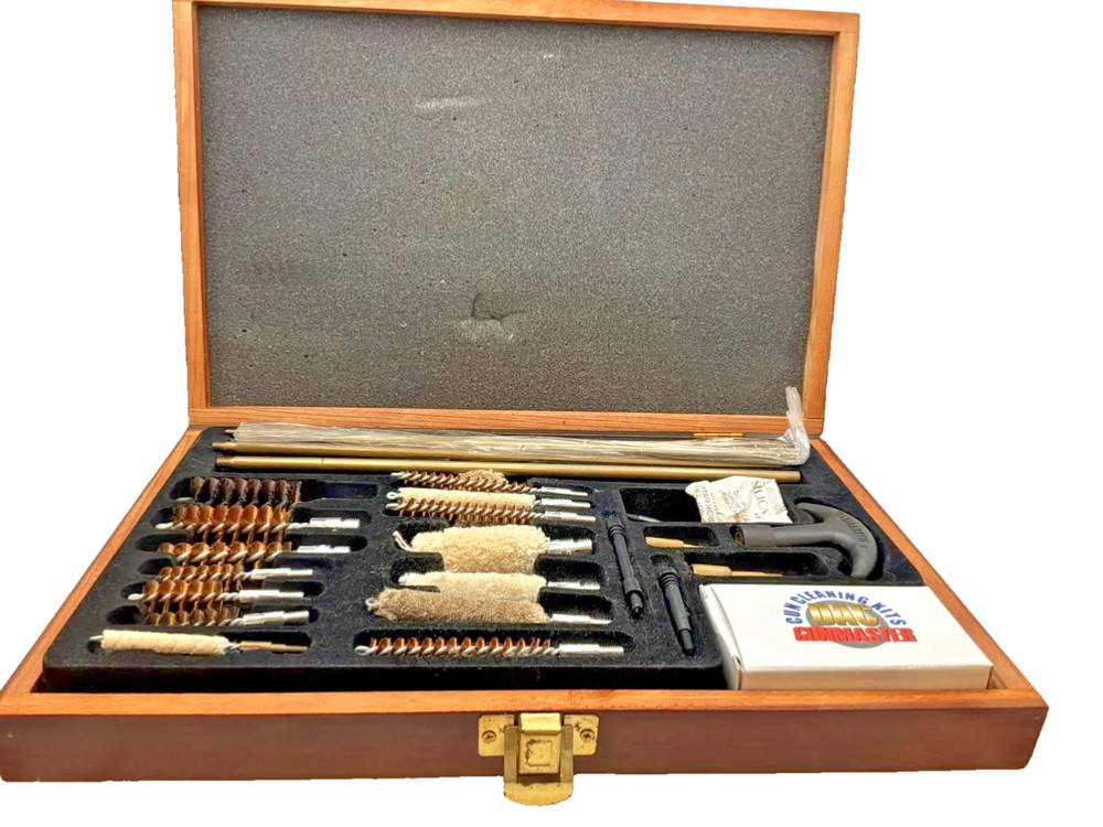 DAC Gunmaster Universal Gun Cleaning Kit Wood Case Multi Caliber Rifle Pistol