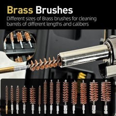 Rifle Gun Cleaning Kit with Brass Rods Nylon Brushes and Jags Tool Set