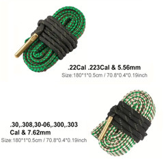 2 BORE ROPES Reusable Gun Barrel Cleaning Snakes 22 223 556 30 308 30-06 300 303