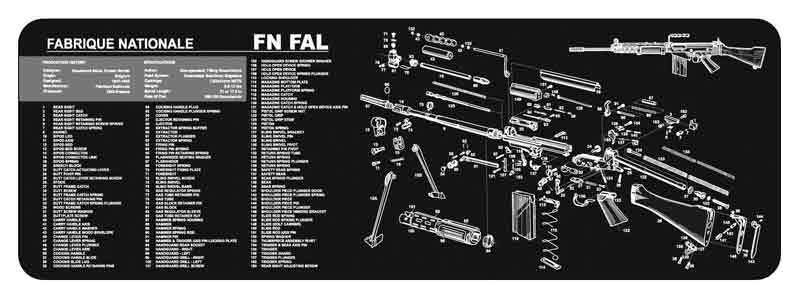 TekMat Original Cleaning Mat FN-FAL Diagram 11″x17″ Black – 36-FNFAL