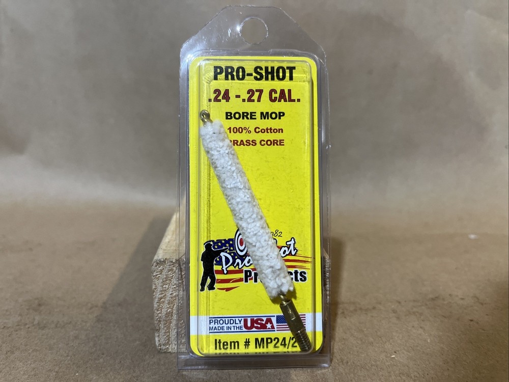 Pro Shot .24-.27 Cal. Bore Mop 100% Cotton Brass Core #MP24/27
