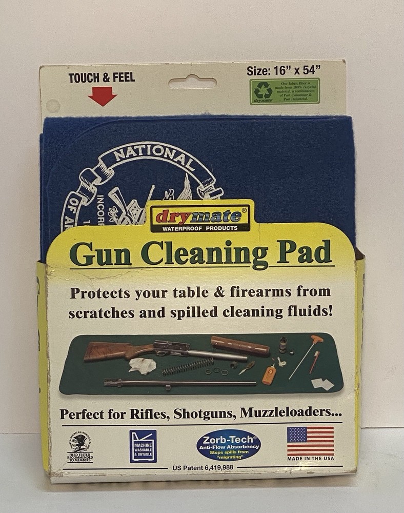 Drymate Premium Gun Cleaning Pads 16 x 54 Inch Blue W/ NRA Logo Shotgun