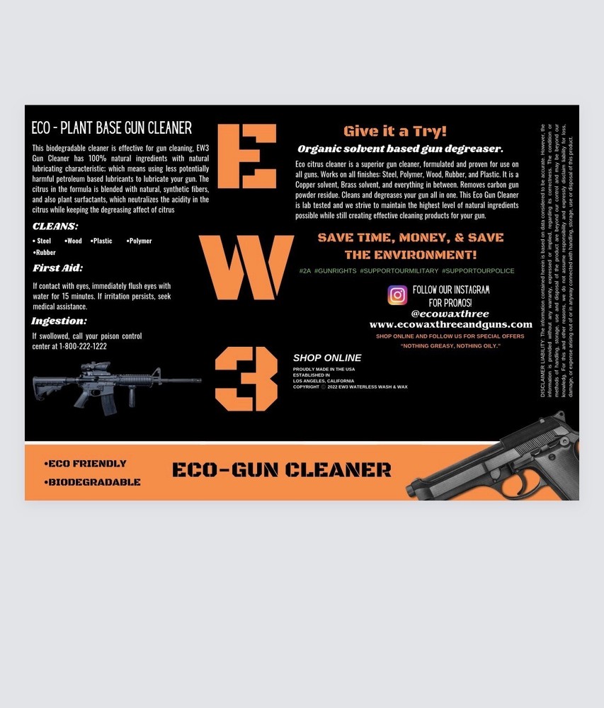 EW3 Gun cleaner, Citrus cleaner, Organic gun cleaner, gun, free gift with purch