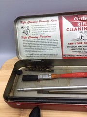 Used Vintage Outers Gunslick Rifle Gun Kit. Red Metal Box. No. 477. 30 Cal.