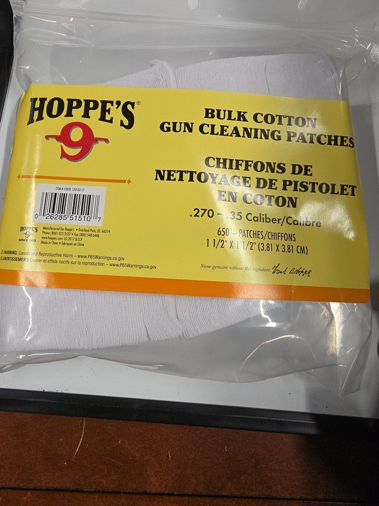Hoppe’s No. 9 Gun Cleaning Patch, .270-.35 Caliber (650 Pack)