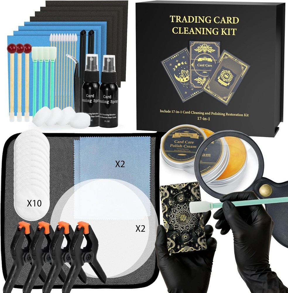 Card Care Cleaning Kit 17-in-1 Card Polishing Restoration Kit for Trading Cards
