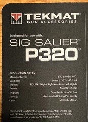 Tekmat Sig Sauer P320 PISTOL Bench Mat- 11 x 17 inch