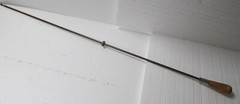 VINTAGE 49″ SOLID RIFLE CLEANING ROD Brass Tip and Sliding Ring, Wood Handle