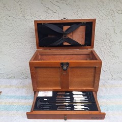 Outer Universal Wood Gun Cleaning Kit Box For Rifles Handguns Shotguns Complete