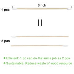 200 Pcs 6 Inch Gun Cleaning Cotton Swabs with Double Pointed Tips, Strong Bamboo