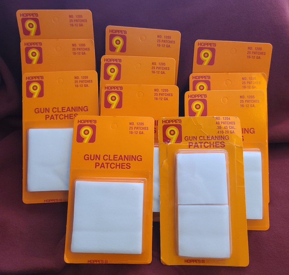 Hoppe’s Gun Cleaning Patches – 2 Sizes – 250 + Patches – No. 1204 & No. 1205