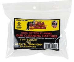 Pro-Shot 100% Cotton Flannel Cleaning Patches .38-.45 Cal 100 Count