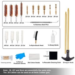 Universal Gun Cleaning Kit 25 in 1 for Various Calibers Includes Brushes