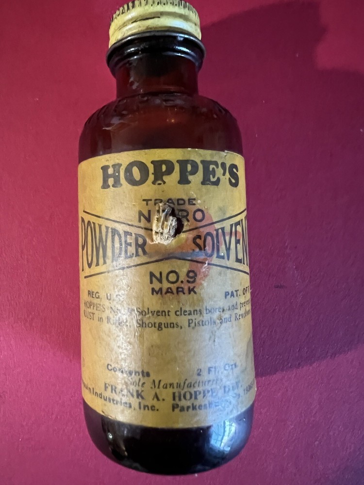Vintage Hoppe’s Powder Solvent No. 9, 2 oz Glass Bottle
