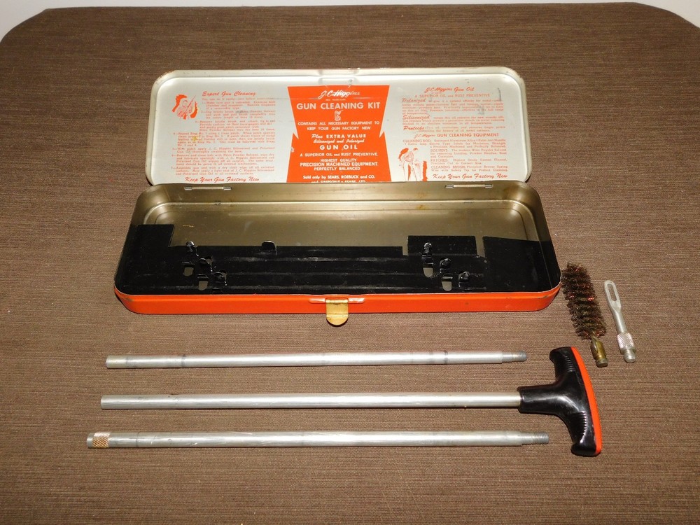 VINTAGE J C HIGGINS NO. 2140 SHOTGUN GUN CLEANING KIT METAL BOX