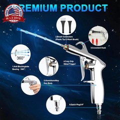 2 Nozzles Air Cleaning Gun, Dry Cleaning Gun Quickly Blasts Dust, Dirt and Grime