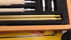 Vntg OUTERS 28pc multicaliber gun cleaning kit, brass rod, brushes patches more