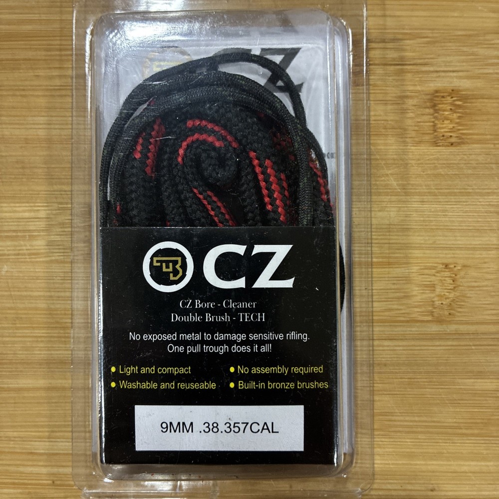 OCZ CZ Bore Cleaner Double Brush Tech 9mm .38 .357 Cal Rope Snake Barrel Cleaner