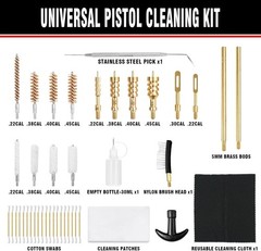 Universal Gun Cleaning Kit for Handguns .22 .357 9mm .40 .45 Cal Case