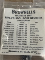 NEW Brownell’s Bronze Bore Brushes LOT of FIVE PACK ASSORTED CALIBER