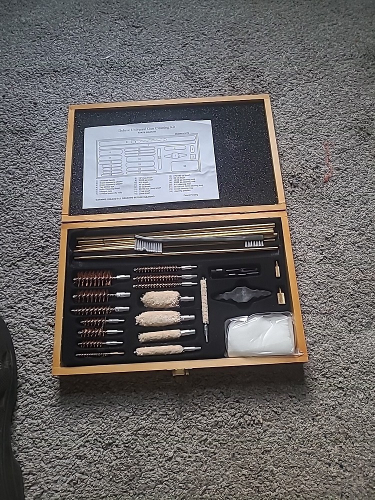 35pc Deluxe Universal Gun Cleaning Kit in Wood Case