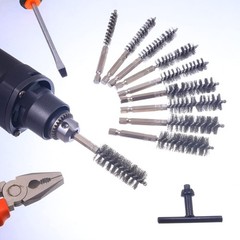 10 Pcs Stainless Steel Bore Brush Set for Powerful Rust Removal – 1/4 Inch Hex