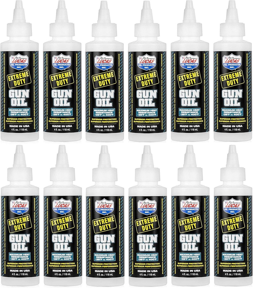 4 Ounce (Pack of 12) Lucas Oil 10877 Extreme Duty Gun Oil, Gun Lubrication