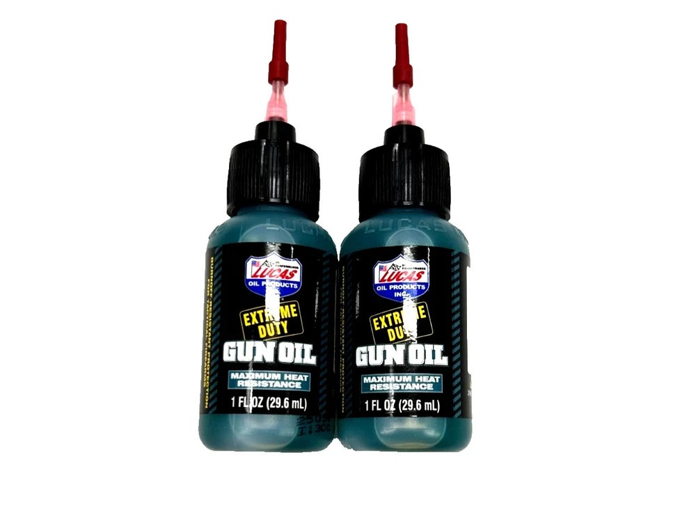 2 PACK Lucas Extreme Duty Liquid Gun Oil 1 oz Plastic Bottle | Needle Oiler