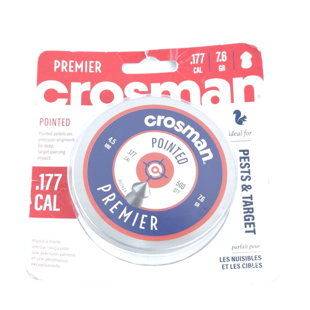 Crosman 7-P577 Pointed .177-Caliber Pellets, 1.00 x x 1.00″, lead