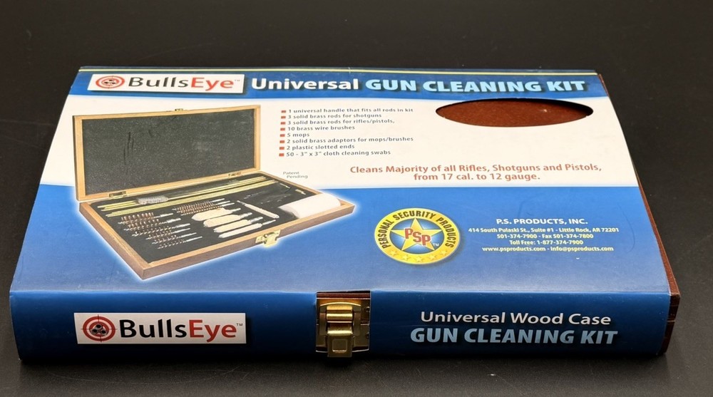 Vintage Bullseye Universal Gun Cleaning Kit Wooden Case Complete Set