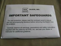 Glock Factory Manuals Factory Sealed unopened **FREE SHIPPING **