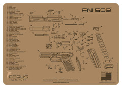 FN 509 Armorers Gun Cleaning Mat Cerus Gear Made in USA FDE