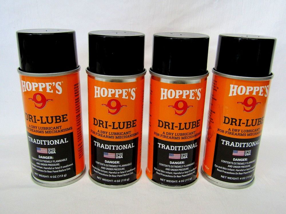 Lot of 4 Hoppes No. 9 Dri-Lube Traditional for Metal/Bearing Surfaces 4 oz. Can