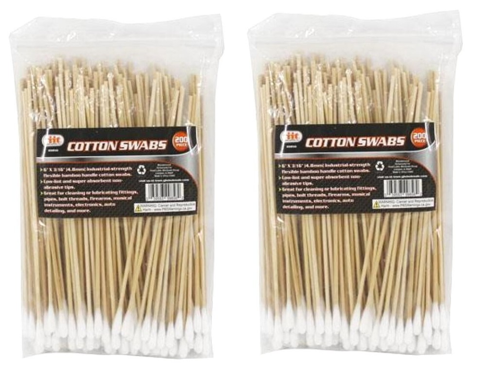 400 IIT 6″ INDUSTRIAL BAMBOO HANDLE COTTON SWABS TIPS DETAILING CLEANING Q GUN